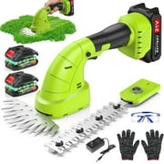 21V Cordless Hedge Trimmer,2 in 1 Electric Handheld Grass Shear, Hedge Clipper, Hedge Cutter with 2*2000mAh Battery, Lightweight \u0026 Powerful for Bush, Lawn, Patio, Garden, Yard